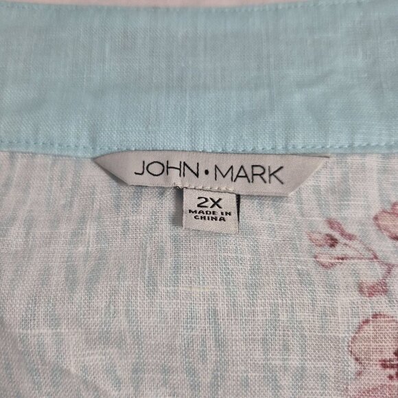 John Mark Women's Floral Print Embroidered and Beaded  Tunic Size 2X Blue NWT 42 - Picture 11 of 12